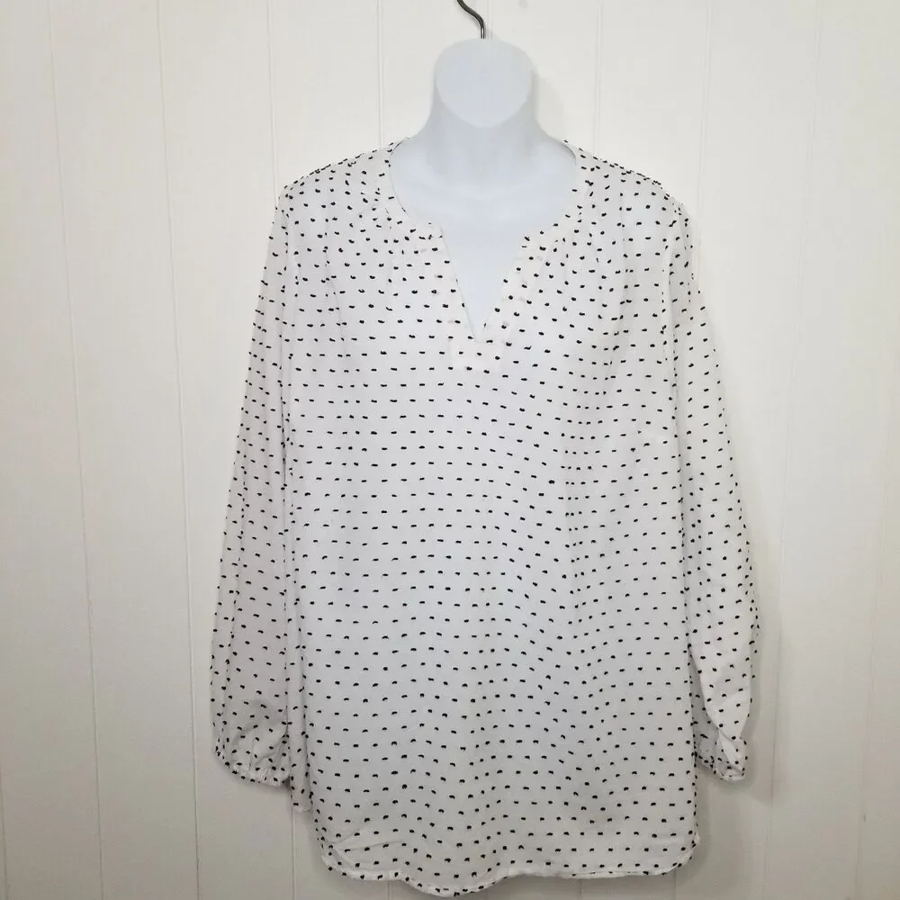 Lane Bryant Women's Top Size 18 Long Sleeve Polka Dot Textured Blouse